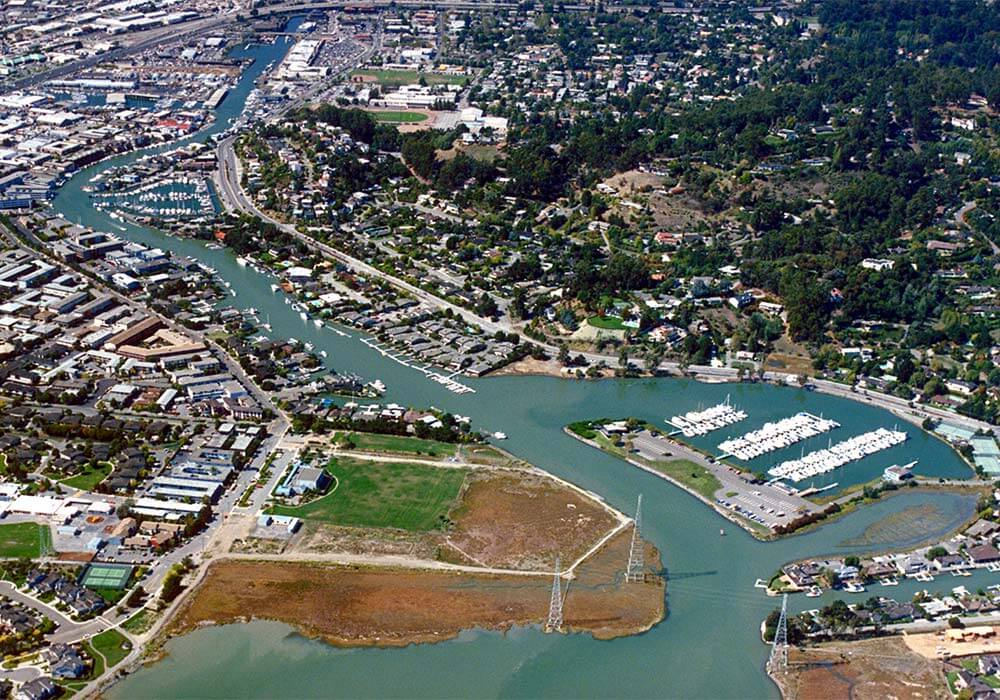 San Rafael California Canal Aerial View